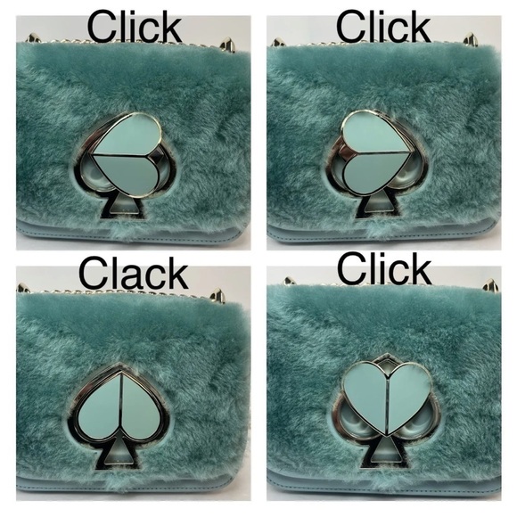 Kate Spade Nicola Faux Fur Crossbody Gold Chain Bag Purse Spearmint Green - Picture 11 of 16